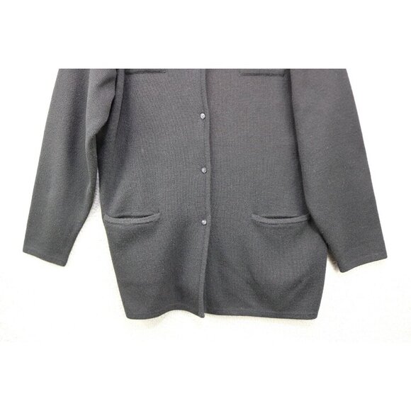 Jones New York Black Long Cardigan-Large-Pockets-Lambs Wool Blend-Academia - Picture 3 of 10